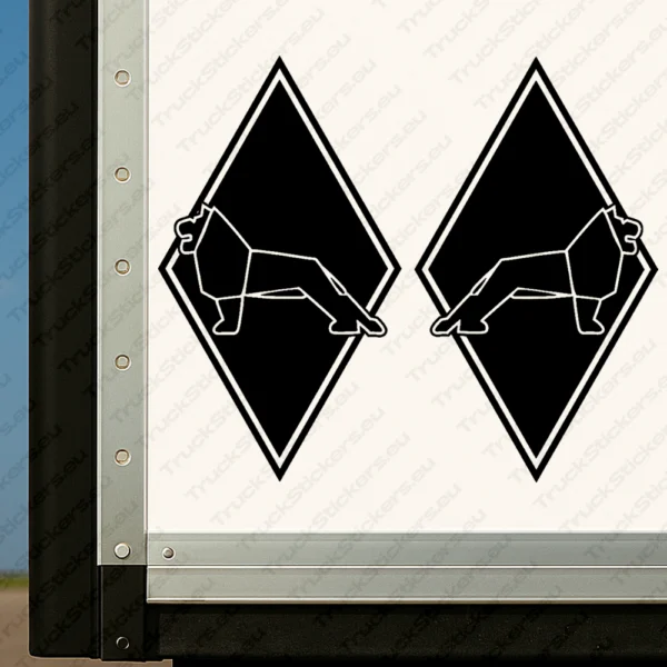 Black Man Truck Body Stickers, Rhombus with Oversized Lion Outline