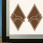 Brown Man Truck Body Stickers, Rhombus with Oversized Lion Outline
