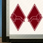 Burgundy Man Truck Body Stickers, Rhombus with Oversized Lion Outline