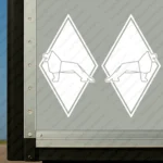 White Man Truck Body Stickers, Rhombus with Oversized Lion Outline