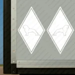 White Man Truck Body Stickers, Rhombus with Lion Outline