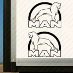Black Man Truck Body Stickers, Modern Version of Logo with Lion Outline