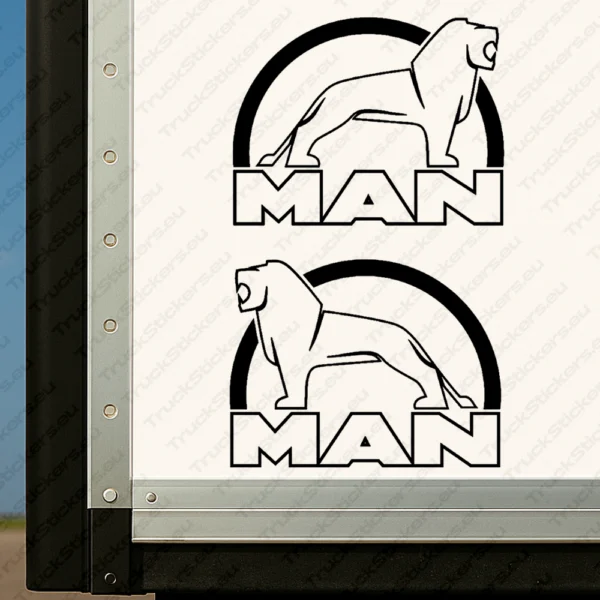 Black Man Truck Body Stickers, Modern Version of Logo with Lion Outline