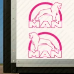 Fuchsia Man Truck Body Stickers, Modern Version of Logo with Lion Outline