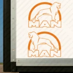 Orange Man Truck Body Stickers, Modern Version of Logo with Lion Outline