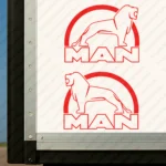 Red Man Truck Body Stickers, Modern Version of Logo with Lion Outline