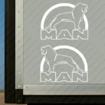White Man Truck Body Stickers, Modern Version of Logo with Lion Outline