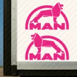 Fuchsia Man Truck Body Stickers, Modern Bold Version of Logo with Lion