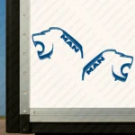 Blue Man Truck Body Stickers, Minimal Lion Heads with Classic Text Logo
