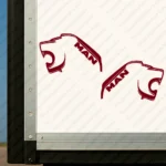 Burgundy Man Truck Body Stickers, Minimal Lion Heads with Classic Text Logo