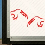 Red Man Truck Body Stickers, Minimal Lion Heads with Classic Text Logo