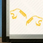Yellow Man Truck Body Stickers, Minimal Lion Heads with Classic Text Logo