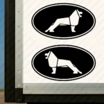 Black Man Truck Body Stickers, Bold Lion Inside Round Frame