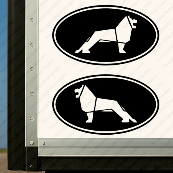 Black Man Truck Body Stickers, Bold Lion Inside Round Frame