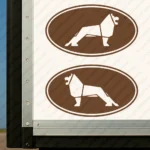 Brown Man Truck Body Stickers, Bold Lion Inside Round Frame