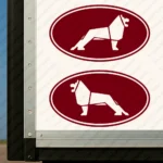 Burgundy Man Truck Body Stickers, Bold Lion Inside Round Frame