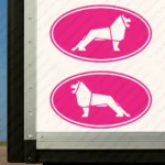 Fuchsia Man Truck Body Stickers, Bold Lion Inside Round Frame