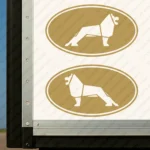 Gold Man Truck Body Stickers, Bold Lion Inside Round Frame