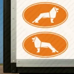Orange Man Truck Body Stickers, Bold Lion Inside Round Frame