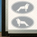 Silver Man Truck Body Stickers, Bold Lion Inside Round Frame