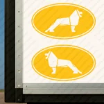 Yellow Man Truck Body Stickers, Bold Lion Inside Round Frame