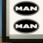 Black Man Truck Body Stickers, Bold Text Logo Inside Round Frame
