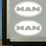 White Man Truck Body Stickers, Bold Text Logo Inside Round Frame