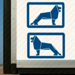 Blue Man Truck Body Stickers, Bold Lion Inside a Frame
