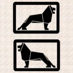 Closeup of Man Truck Body Stickers, Bold Lion Inside a Frame