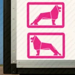 Fuchsia Man Truck Body Stickers, Bold Lion Inside a Frame