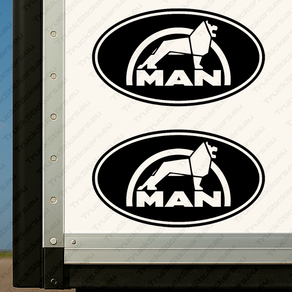 body-sticker-for-trucks-90694-black Black Man Truck Body Stickers, Classic Logo with Lion Inside a Round Frame