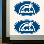 Blue Man Truck Body Stickers, Classic Logo with Lion Inside a Round Frame