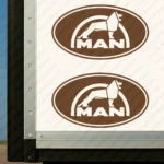 Brown Man Truck Body Stickers, Classic Logo with Lion Inside a Round Frame