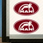 Burgundy Man Truck Body Stickers, Classic Logo with Lion Inside a Round Frame