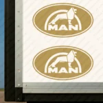 Gold Man Truck Body Stickers, Classic Logo with Lion Inside a Round Frame