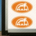 Orange Man Truck Body Stickers, Classic Logo with Lion Inside a Round Frame