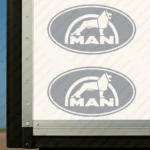 Silver Man Truck Body Stickers, Classic Logo with Lion Inside a Round Frame