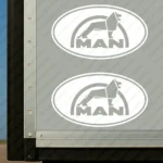 White Man Truck Body Stickers, Classic Logo with Lion Inside a Round Frame