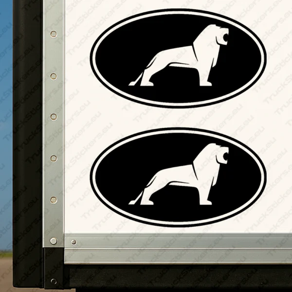 Black Man Truck Body Stickers, Bold Lione Inside a Round Frame