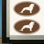 Brown Man Truck Body Stickers, Bold Lione Inside a Round Frame