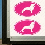 Fuchsia Man Truck Body Stickers, Bold Lione Inside a Round Frame