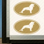 Gold Man Truck Body Stickers, Bold Lione Inside a Round Frame