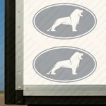 Silver Man Truck Body Stickers, Bold Lione Inside a Round Frame
