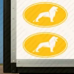Yellow Man Truck Body Stickers, Bold Lione Inside a Round Frame