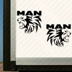 Black Man Truck Body Stickers, Head of a Lion with Text Logo Above it