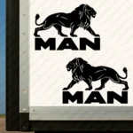 Black Man Truck Body Stickers, Full Lion with Text Logo
