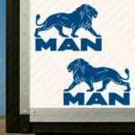 Blue Man Truck Body Stickers, Full Lion with Text Logo