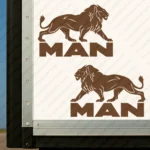 Brown Man Truck Body Stickers, Full Lion with Text Logo