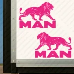 Fuchsia Man Truck Body Stickers, Full Lion with Text Logo