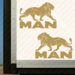 Gold Man Truck Body Stickers, Full Lion with Text Logo